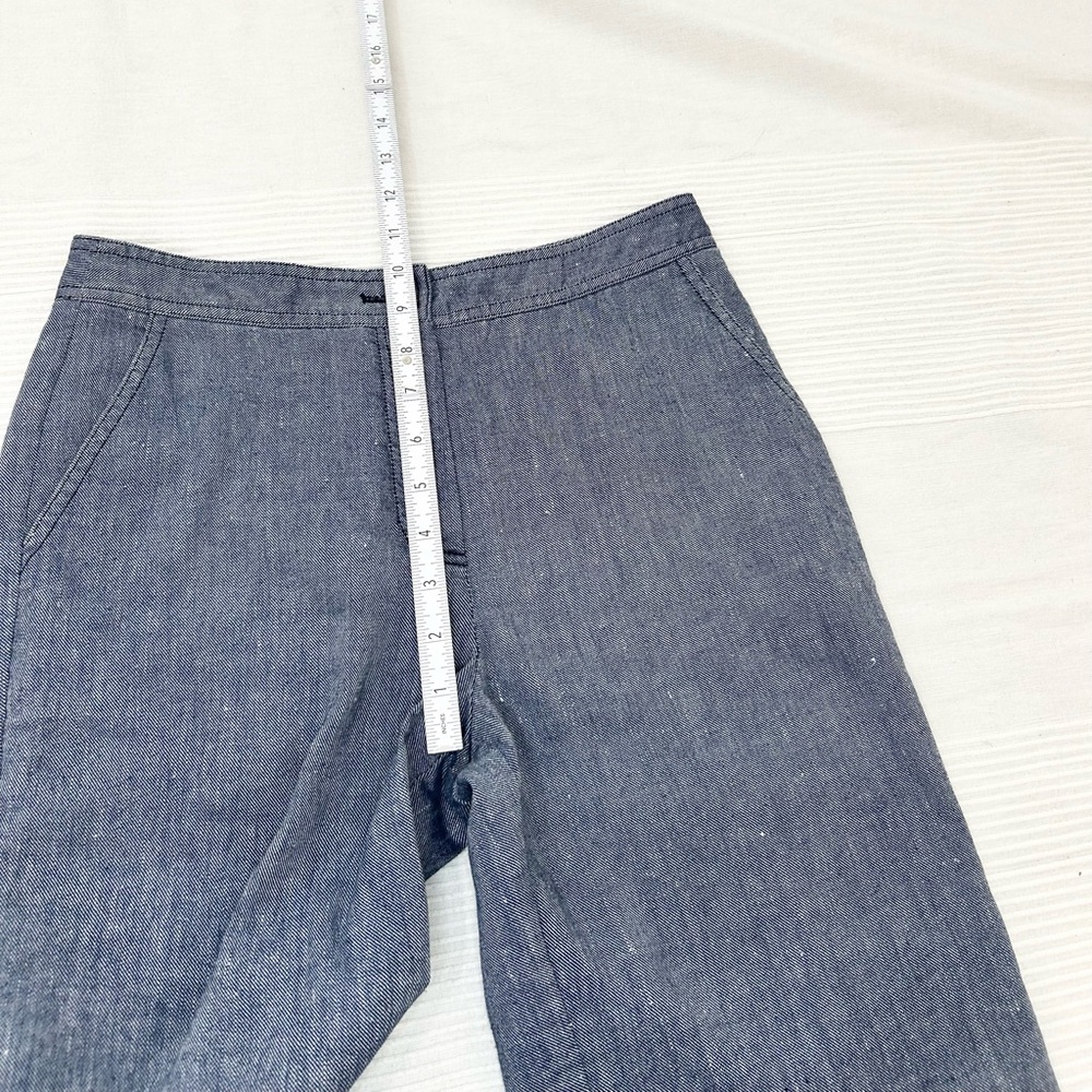 Anthropologie Ett Twa Chambray Linen Ruffle Crop Pants - Picture 10 of 16